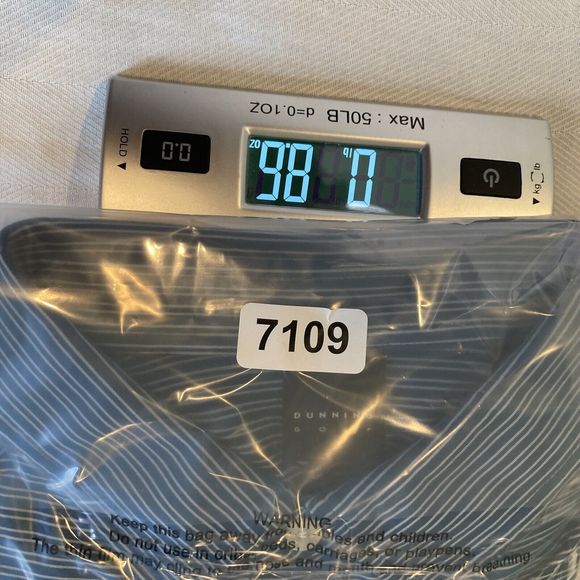 Dunning Golf Polo Shirt Blue / White Striped Men’s Size XL Logo - Picture 10 of 12